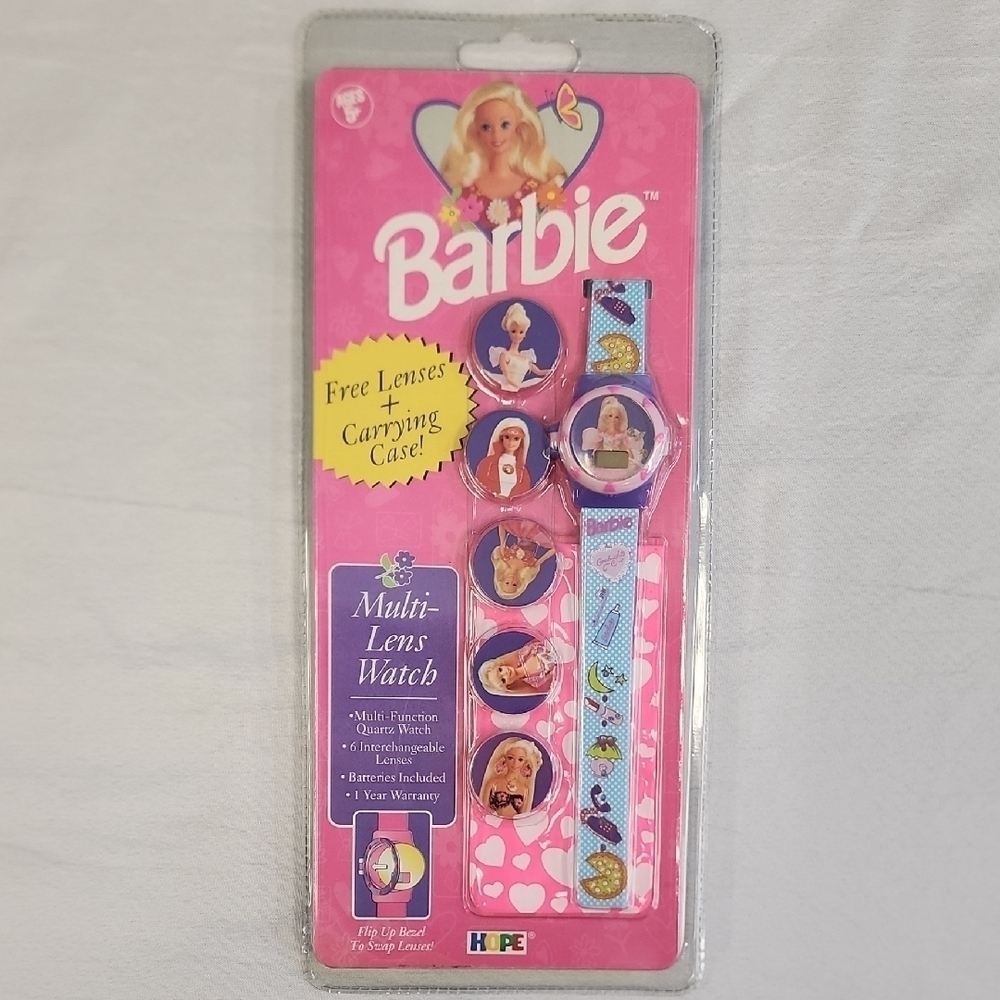 Vintage Barbie Kids Multi-Lens Watch Pink and Blue Band Collectible for Adults